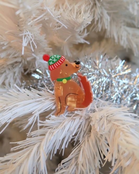 Holiday Golden Retriever Hair Clip