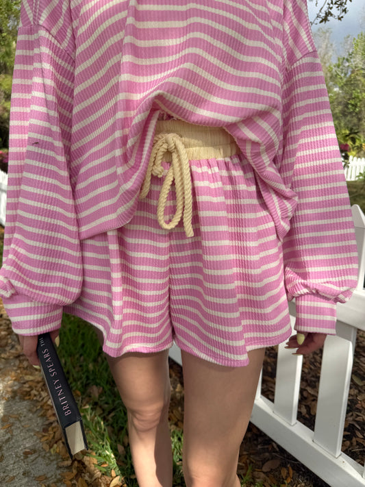 Blush & Butter Stripe Shorts
