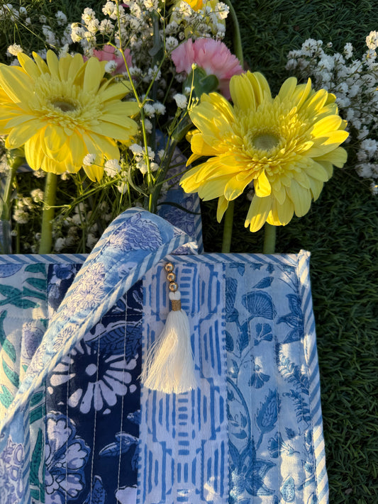 Blue Meadow Patchwork Tote