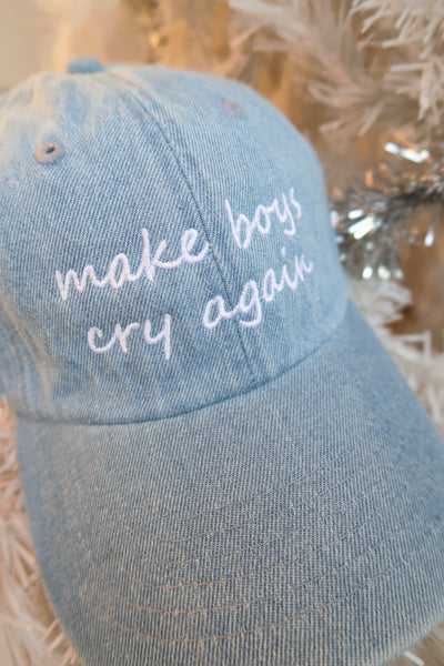 Make Boys Cry Again Denim Baseball Hat