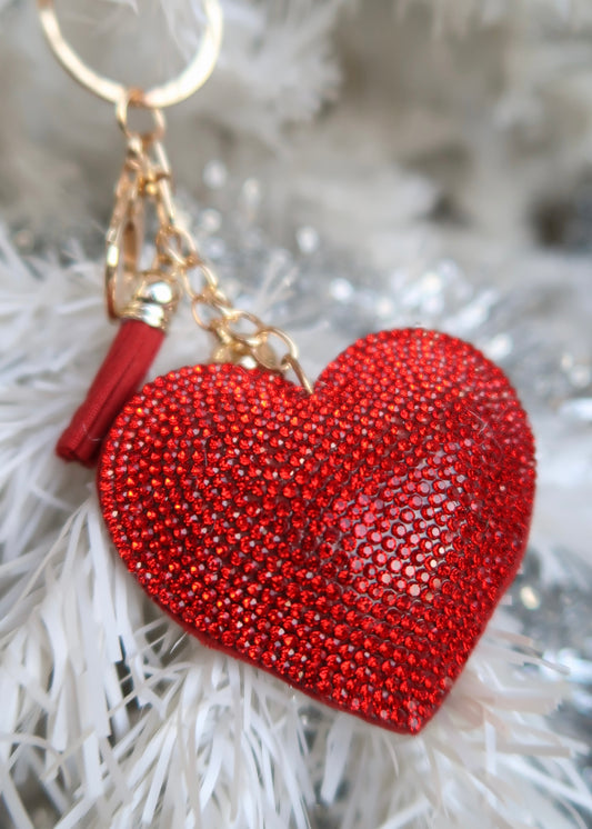 Ruby Red Heart Bag Charm