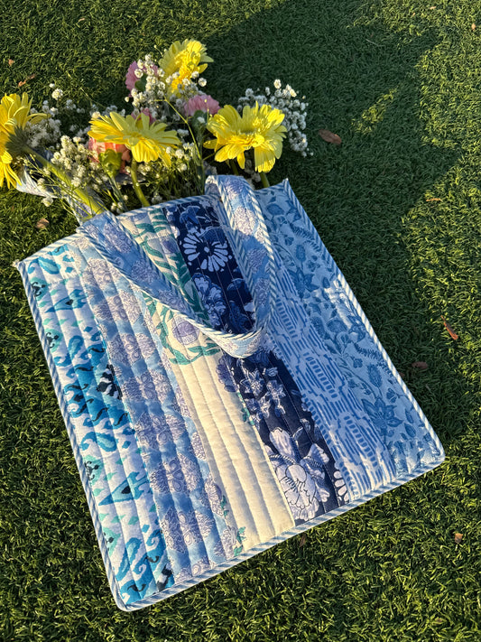 Blue Meadow Patchwork Tote