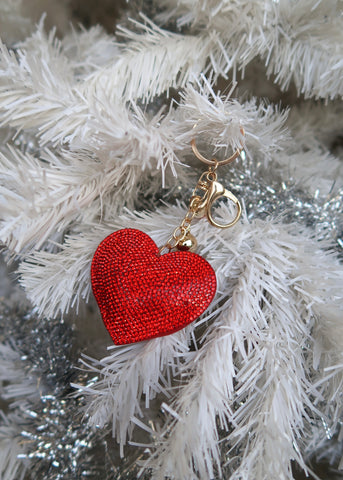 Ruby Red Heart Bag Charm