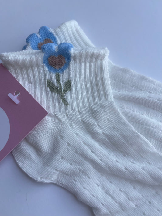 Flower Blossom Socks (Periwinkle)