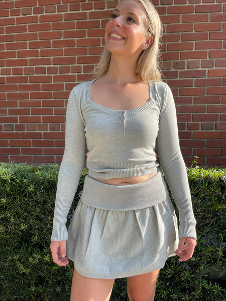 Cloudy Skies Sweater and Skort Set