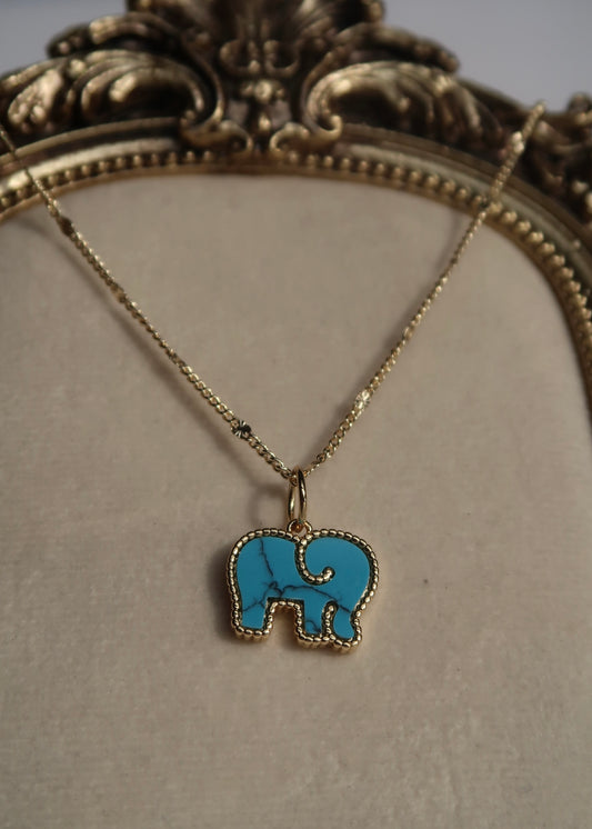 Elephant Guardian Necklace (Blue Turquoise)