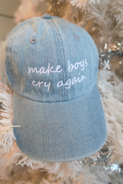 Make Boys Cry Again Denim Baseball Hat