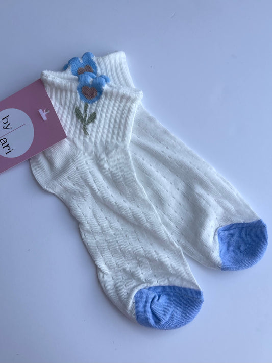 Flower Blossom Socks (Periwinkle)