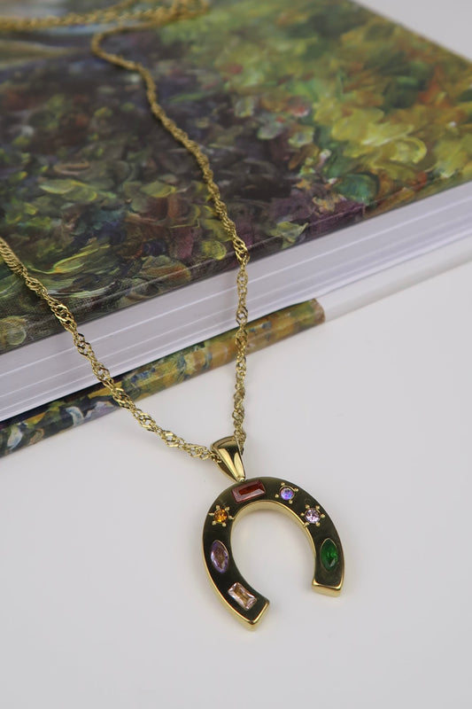 Bejeweled Horseshoe Necklace