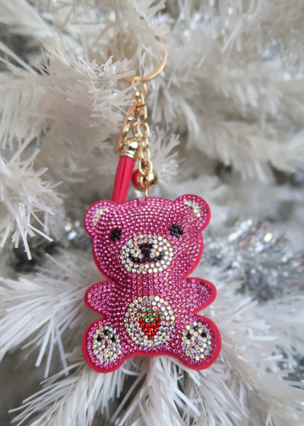 Pink Strawberry Bear Bag Charm