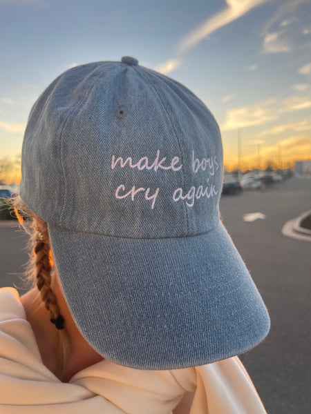 Make Boys Cry Again Denim Baseball Hat