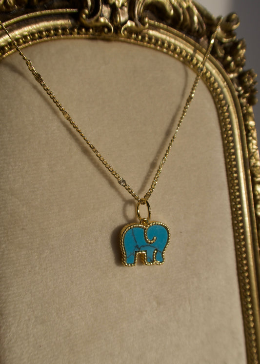 Elephant Guardian Necklace (Blue Turquoise)