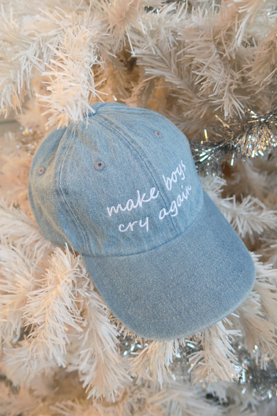 Make Boys Cry Again Denim Baseball Hat