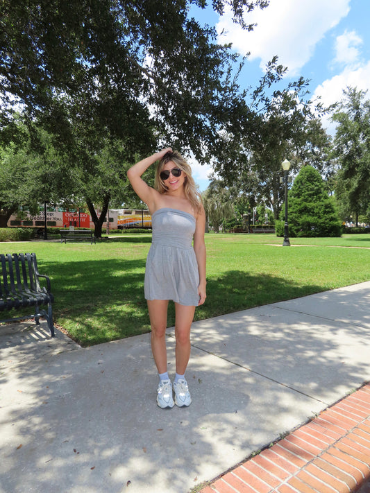 Off Duty Strapless Romper - Heather Grey
